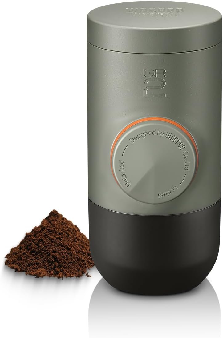 WACACO Minipresso GR2 Espresso Machine Compatible Ground Coffee, Portable Coffee Maker 18 Bar Manually Operated, Espresso Maker On The Go,Ultra-Small For Travel Camping Fishing Climbing Riding
