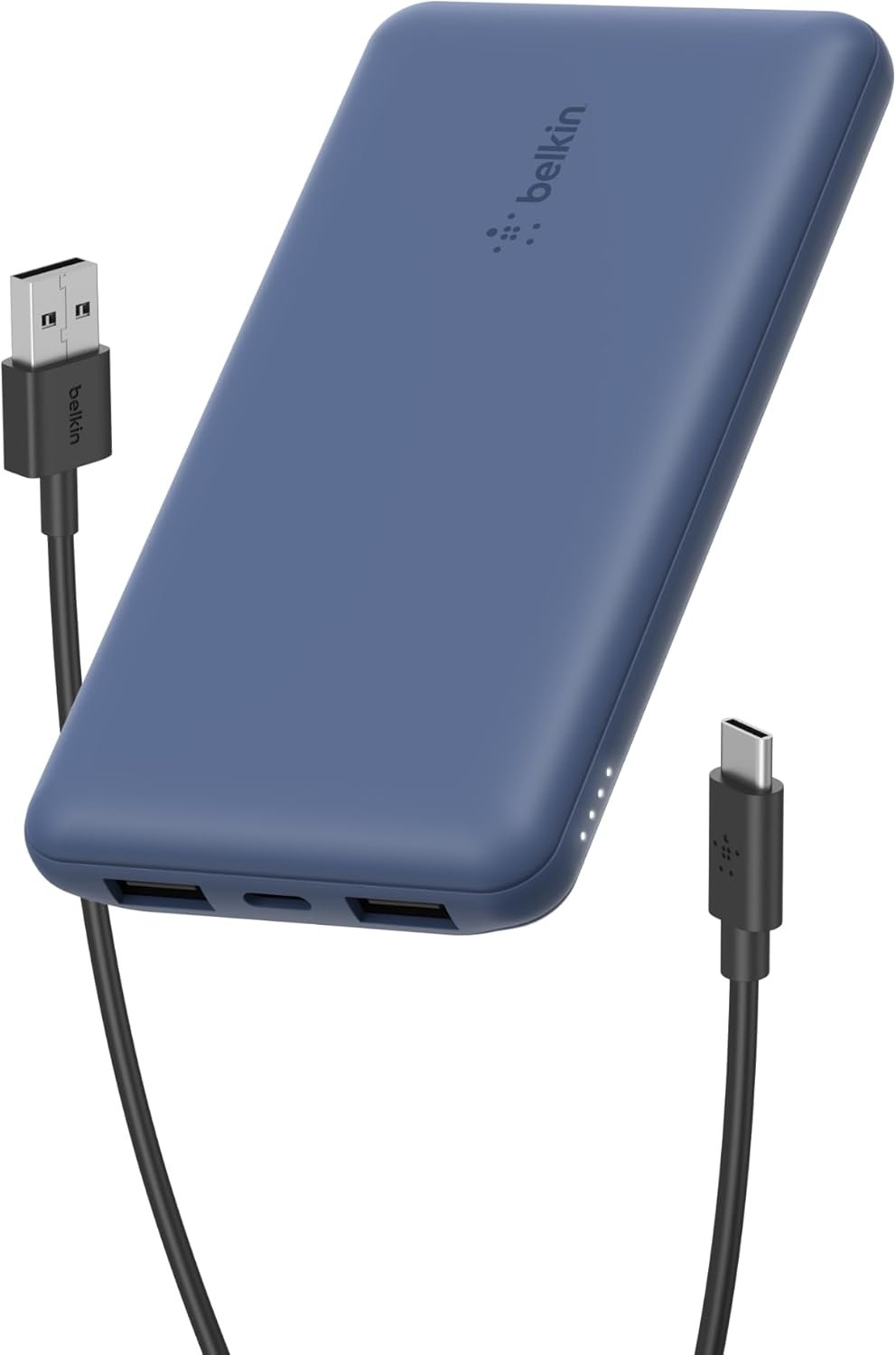 Belkin Portable Charger, USB C Power Bank 10000 mAh w/ 2xUSB-A Ports, 15W w/ Type-C to Type-A Cable – iPhone 17, Air, Pro, Pro Max, Samsung Galaxy S25, Nintendo Switch 2, Google Pixel 10, etc. – Blue