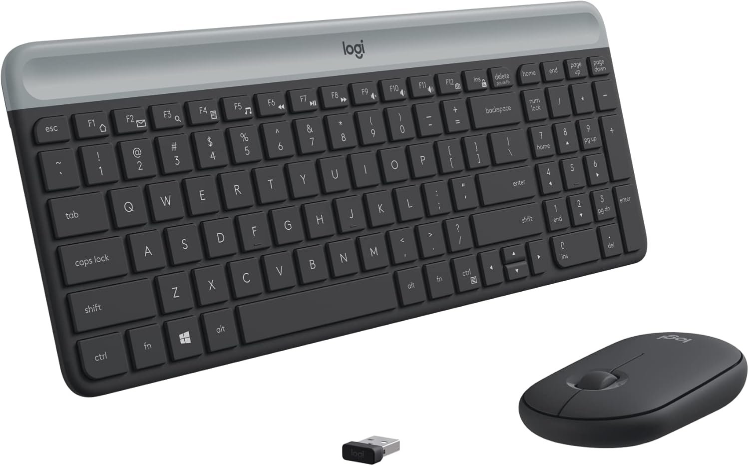 Logitech MK470 Slim Wireless Keyboard and Mouse Combo – Modern Compact Layout, Ultra Quiet, 2.4 GHz USB Receiver, Plug n’ Play Connectivity, Compatible with Windows – Graphite