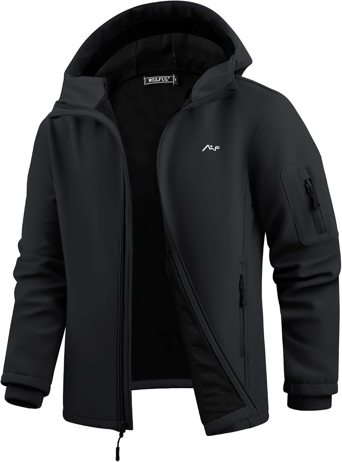 WULFUL Men’s Lightweight Softshell Jacket Warm Fleece Lined Windbreaker Waterproof Soft Shell for Outdoor Hiking