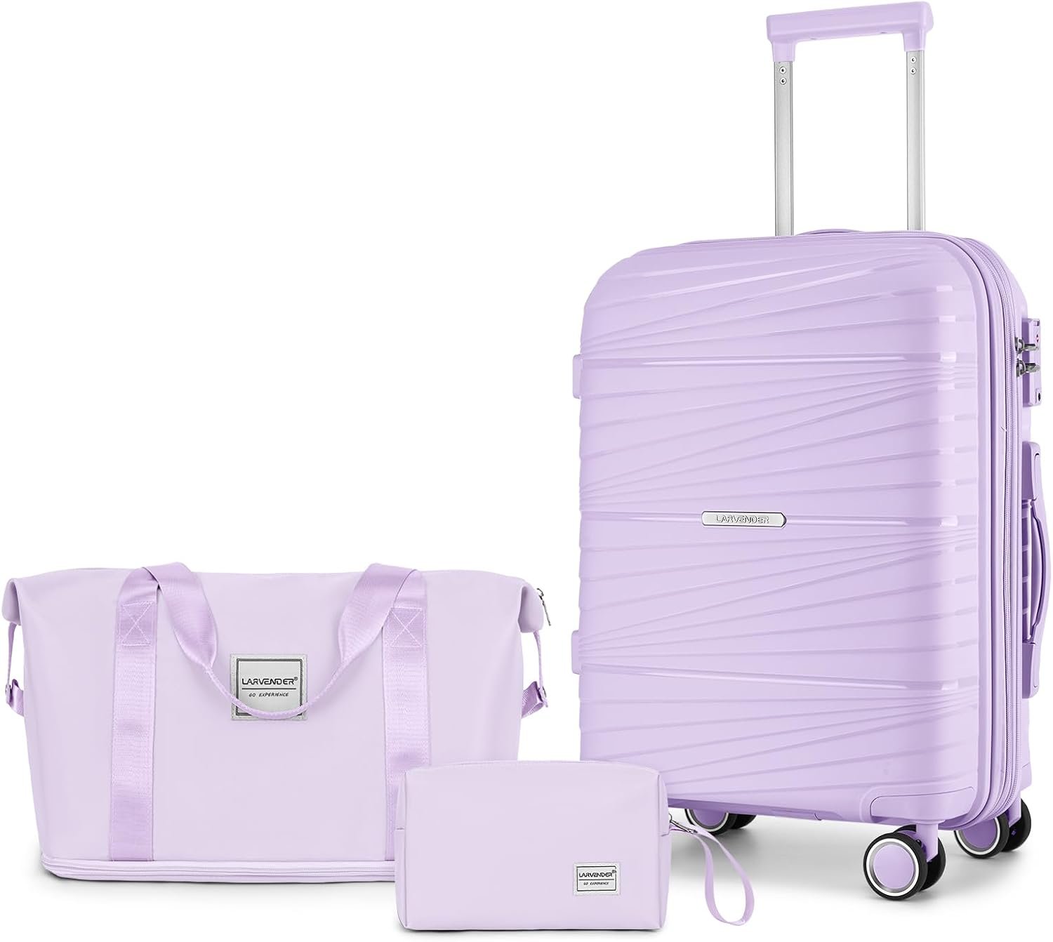 LARVENDER Carry On Luggage 22x14x9 Airline Approved, 20 Inch Hardshell & Lightweight PP Carry On Suitcase for Women with Spinner Wheels TSA Lock, Lavender