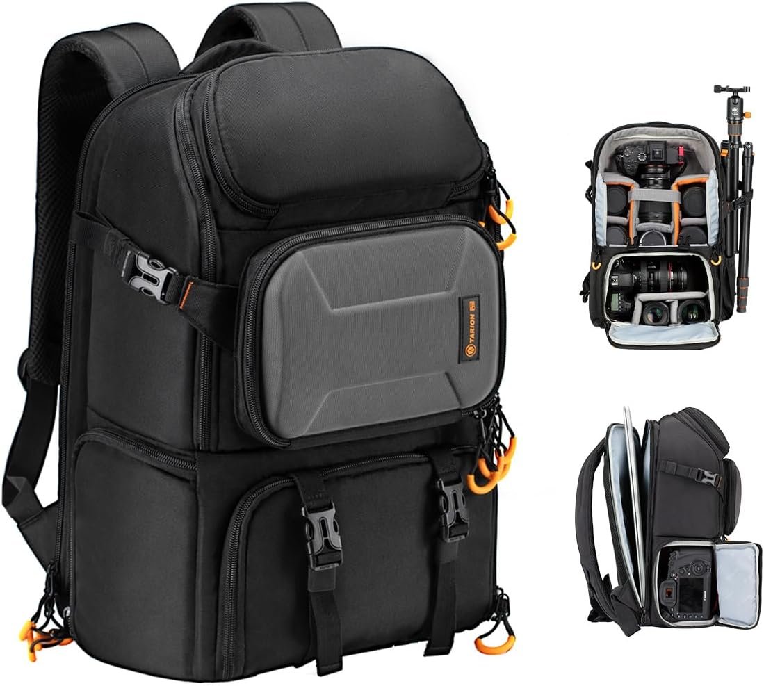 TARION 15L Camera Backpack Large Camera Bag with 15.6″ Laptop Compartment & Side Access & Waterproof Raincover Outdoor Photography Hiking Travel Professional DSLR Backpack for Photographers(PBL)
