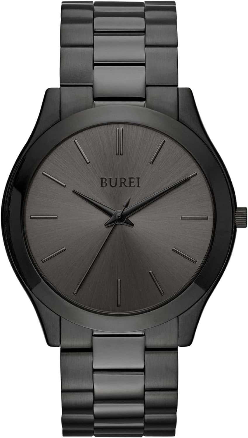 BUREI Men Watches Fashion Analog Stainless Steel Quartz Waterproof Watches,Gift for Men.