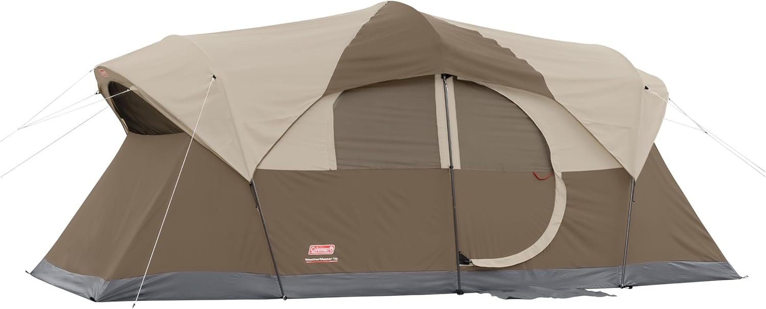 Coleman WeatherMaster 10-Person Camping Tent with Rainfly & Room Divider, Spacious Weatherproof Family Tent with Carry Bag