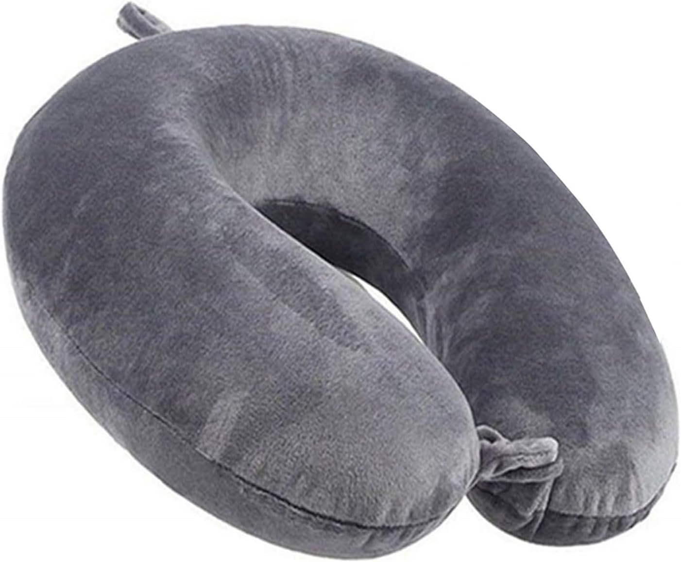 Travel Pillow 100% Pure Memory Foam Neck Pillow Airplane for Traveling,Car, Train,Napping,Traveling,Washable Cover (Grey)