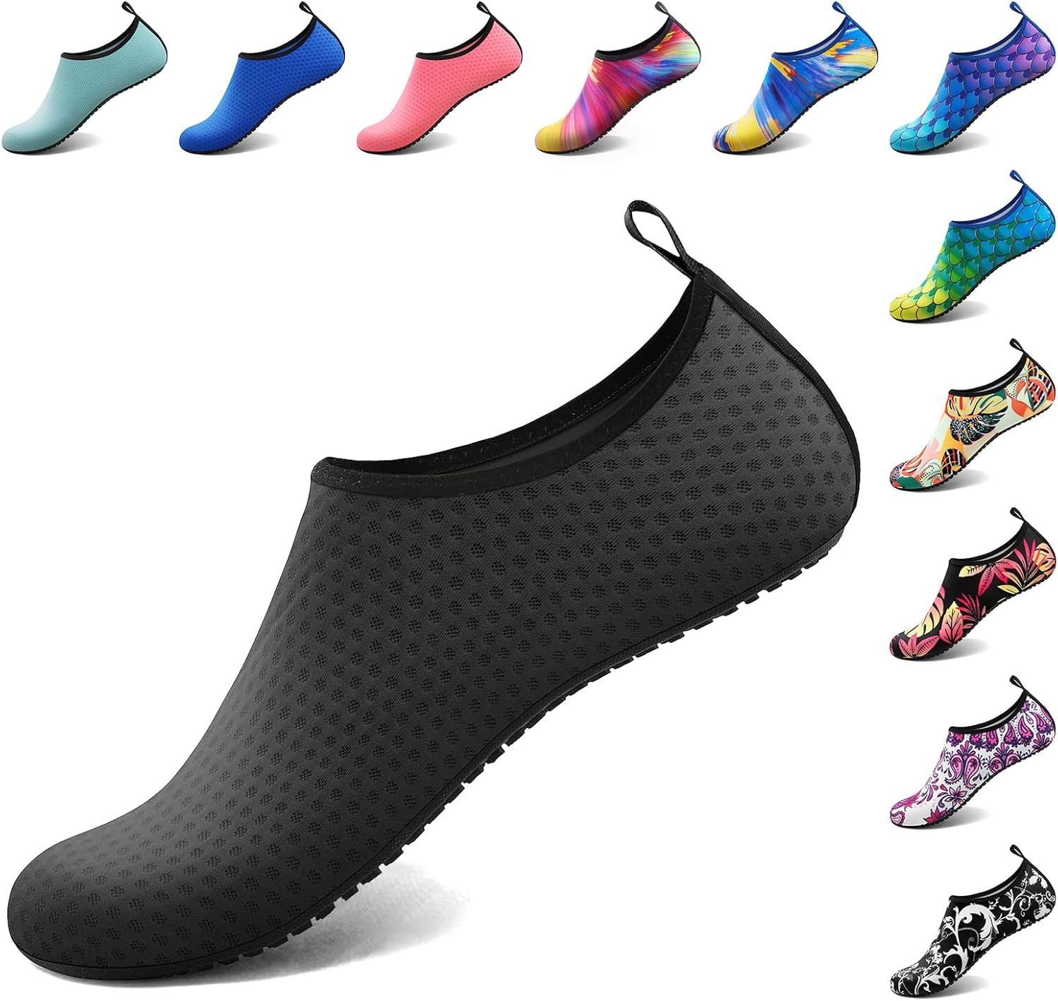 Homitem Water Shoes for Women Men Aqua Socks Swim Beach Pool River Slip-On Barefoot Quick-Dry Vacation Cruise Essentials Accessories for Yoga Kayak Sports