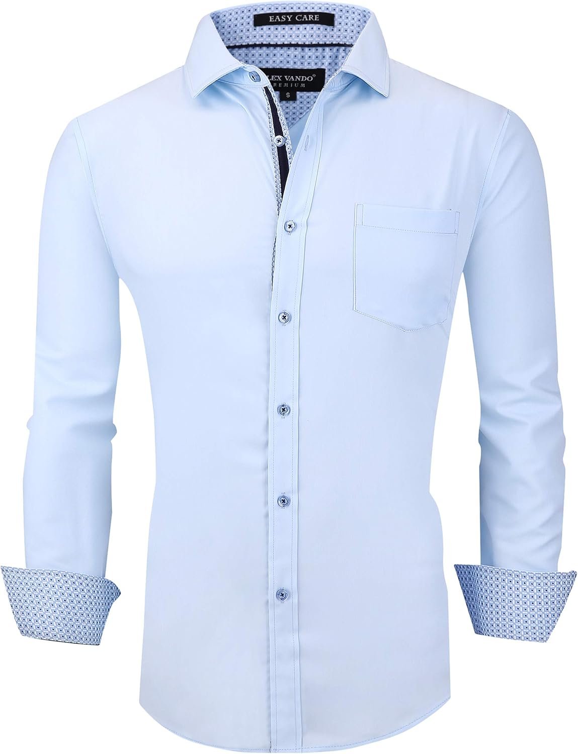 Alex Vando Mens Rayon Dress Shirts Wrinkle Free Regular Fit Stretch Button Down Shirt