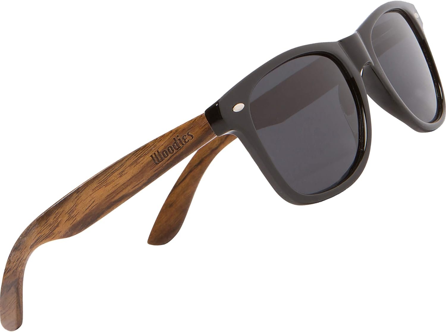 Woodies Walnut Wood Sunglasses with Black Polarized Lenses for Men and Women | 100% UVA/UVB Ray Protection