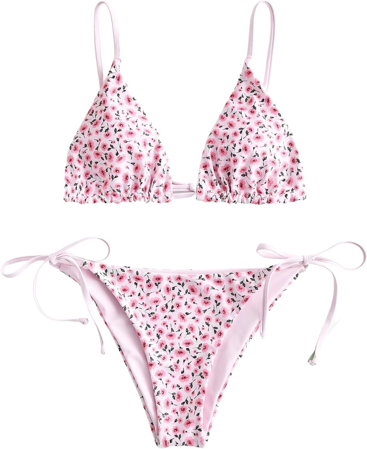 ZAFUL Women’s Triangle Bikini Floral String Bikini Set Two Piece Swimsuit Bathing Suits