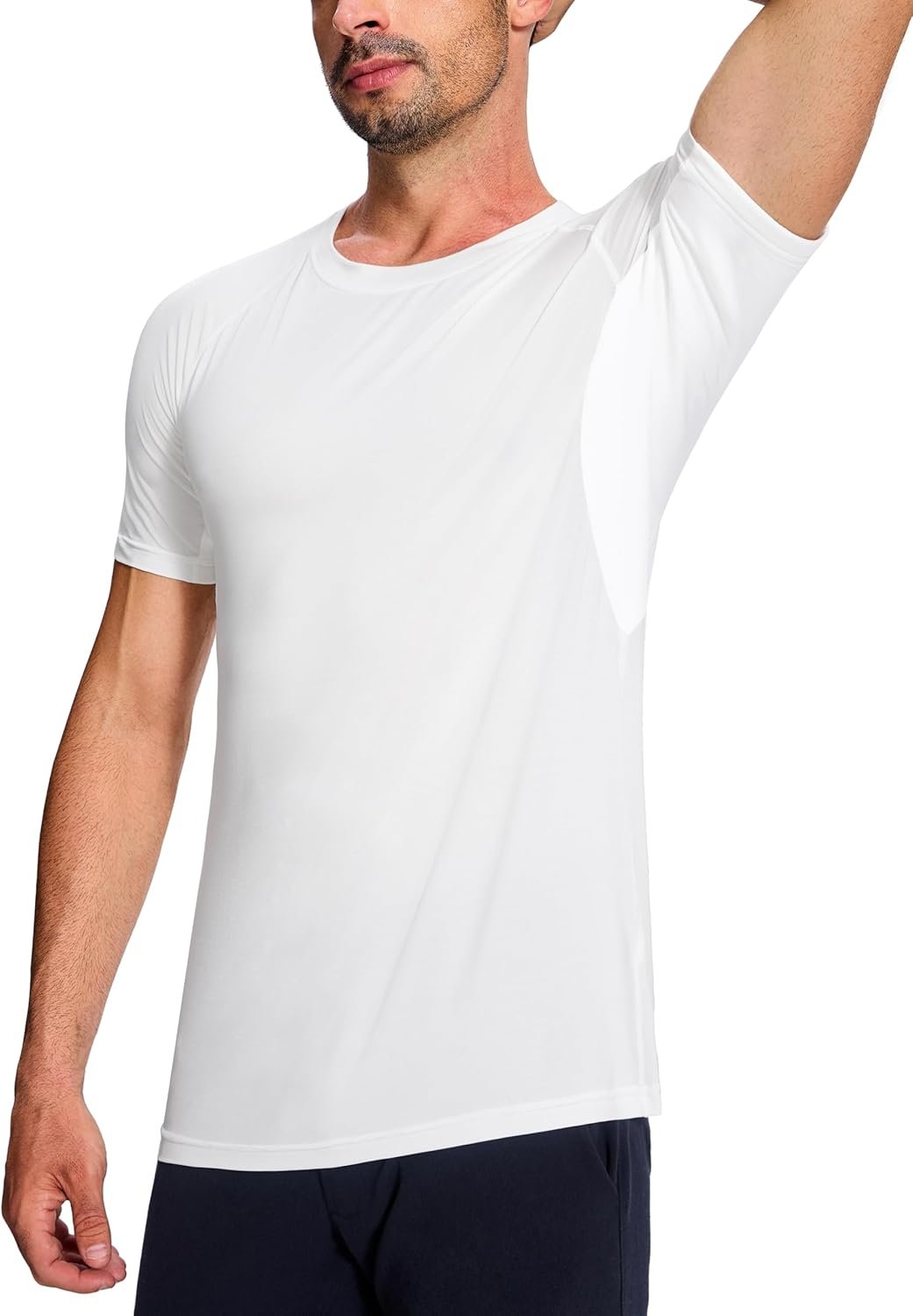 Men’s Anti-Odor Sweatproof Undershirt – Sweat Pads Invisible Shirt for Suits Protect Slim Fit Tees White 1 Pack for Dress Shirts Quick-Dry Moisture-Wicking Deodorant T-Shirts Short Sleeve 4XL