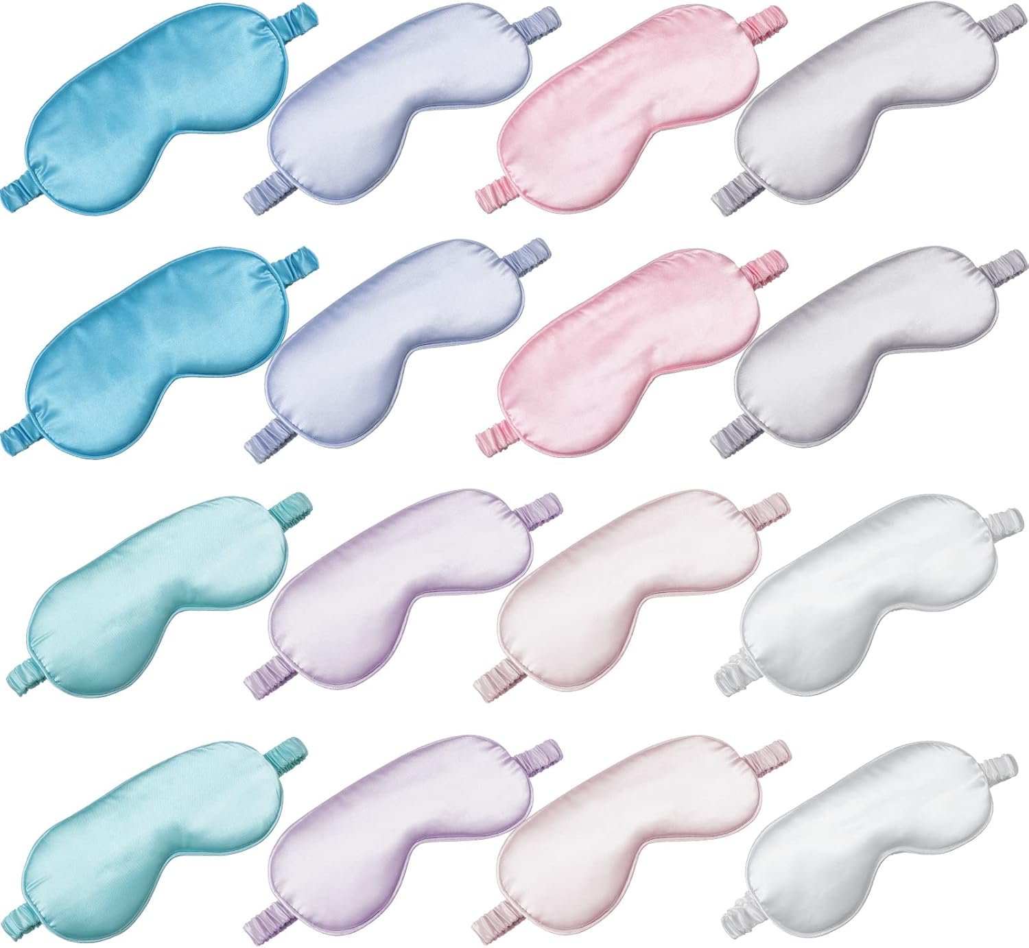 Coume 16 Pieces Silk Sleep Mask Eye Coverings for Sleeping Smooth Soft Eye Covers Mask About 20 x 9.2 cm/ 7.87 x 3.62 Inch