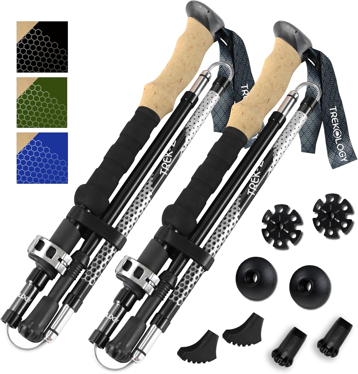 Trekology Trek-Z Collapsible Hiking & Trekking Poles – Balance Support for Seniors, Women, and Men, 2pc Per Set