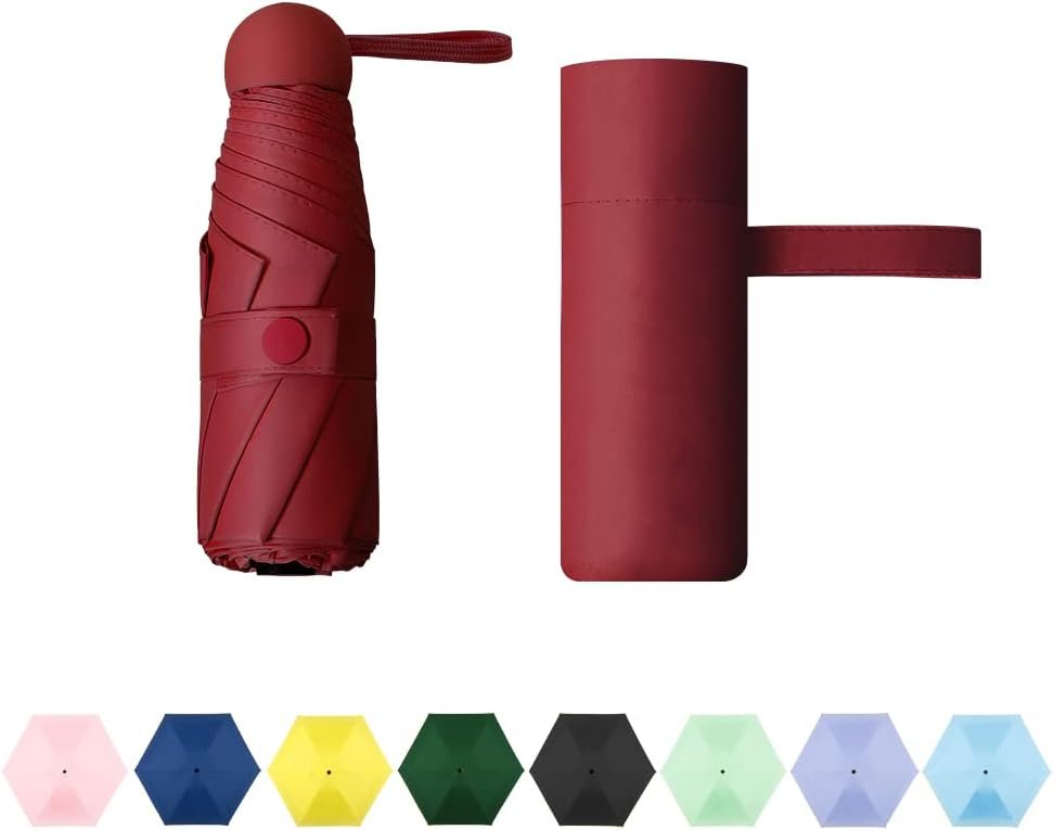 TIME LOVER Compact Travel Umbrella – Portable Mini Folding Umbrella with UV Protection for Rain, Girls and Women