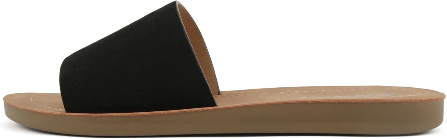 Soda Shoes Efron-S Women Flip Flops Basic Plain Slippers Slip On Sandals Slides Casual Peep Toe Beach