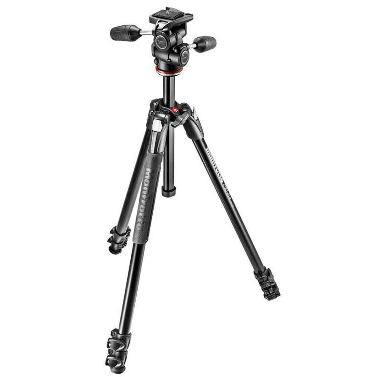 Manfrotto 290 Xtra Aluminum 3-Section Tripod Kit with 3-Way Head (MK290XTA3-3WUS), Black