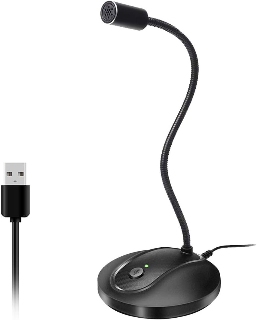JOUNIVO USB Microphone, 360 Degree Adjustable Gooseneck Design, Mute Button & LED Indicator, Noise-Canceling Technology, Plug & Play, Compatible with Windows & MacOS