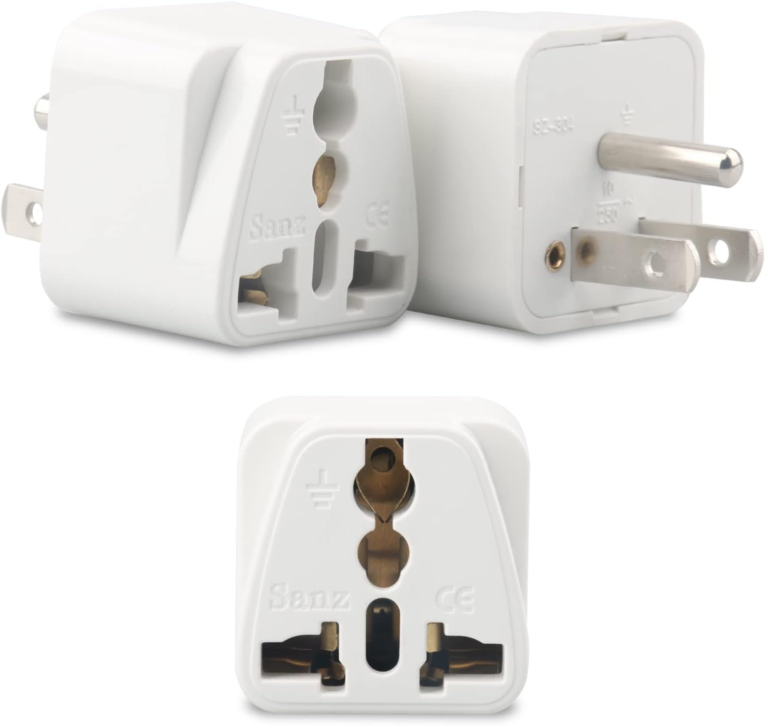 Europe to US Plug Adapter, 3 Pack UK to US Plug Adapter, India to US Plug Adapter, Universal Travel Adapter for USA, Europe Australia UK Italy to American Outlet Adapter-Type B
