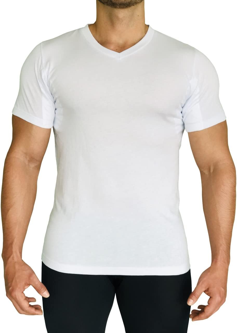 Sweat Proof Undershirt for Men- Quick Drying- Anti Odor- Anti Stains- V Neck