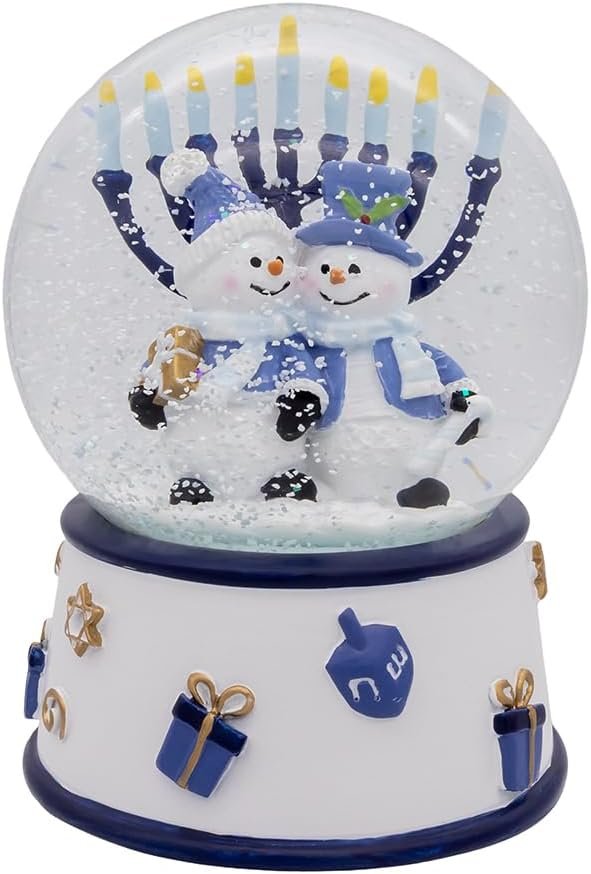 Kurt Adler 100MM Musical Wind-Up Hanukkah Snowman Water Globe