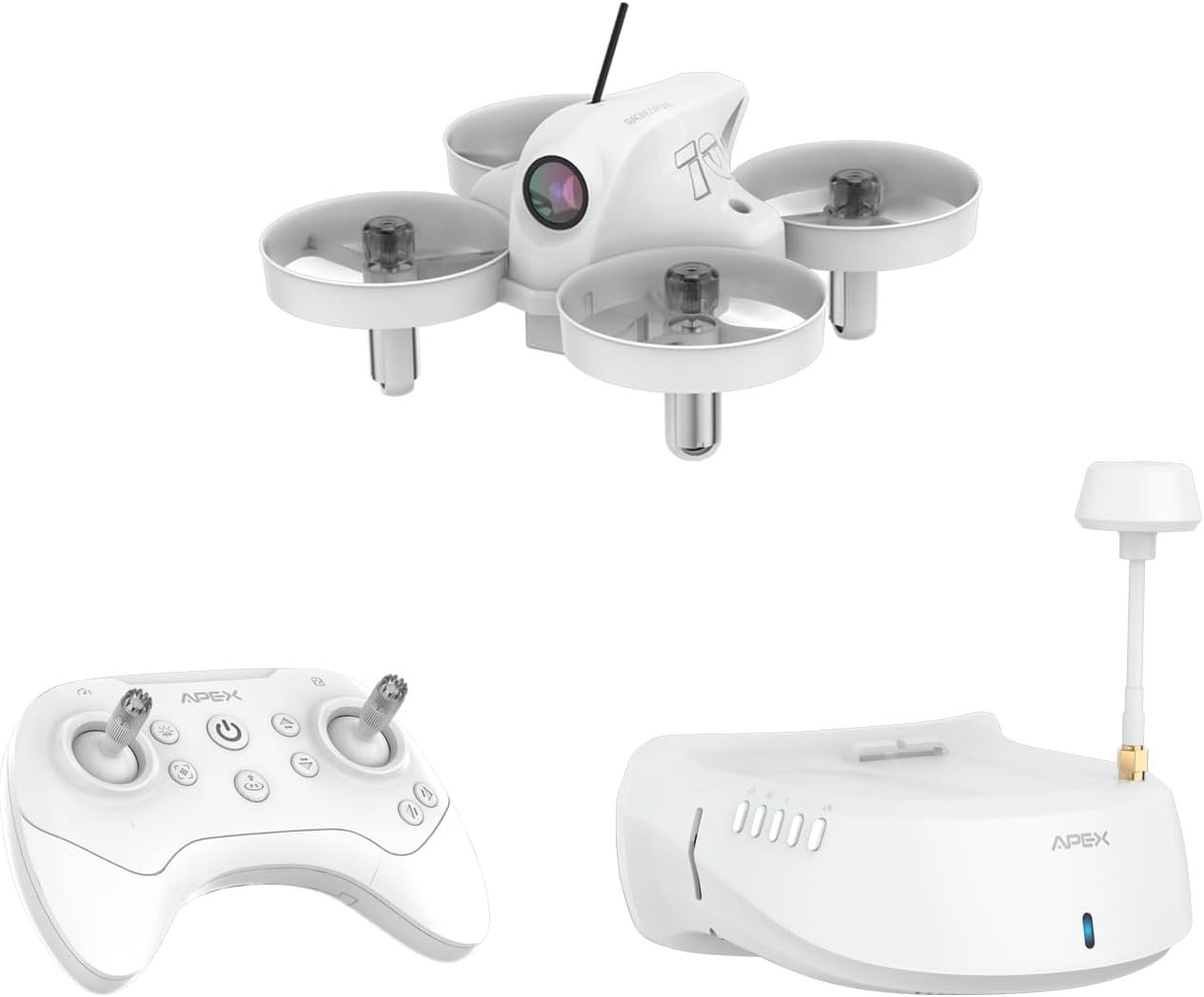 APEX FPV Drone Kit, Drone with Goggles,POV Content Drone,Brushed FPV Racing drone for Beginners,Low-Latency 5.8G Transmission, Drop-Resistant,VR70-2.0