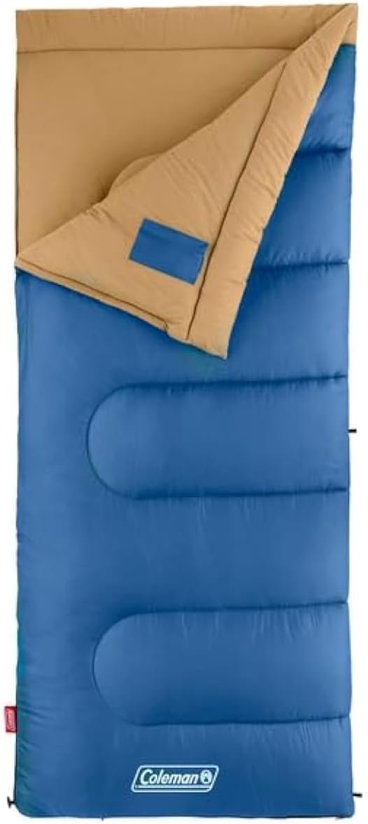 Coleman Brazos 20/30°F Adult Cool-Weather Sleeping Bag with No-Snag Zipper & Stuff Sack, Machine Washable, Great for Camping, Traveling, Guests, & More
