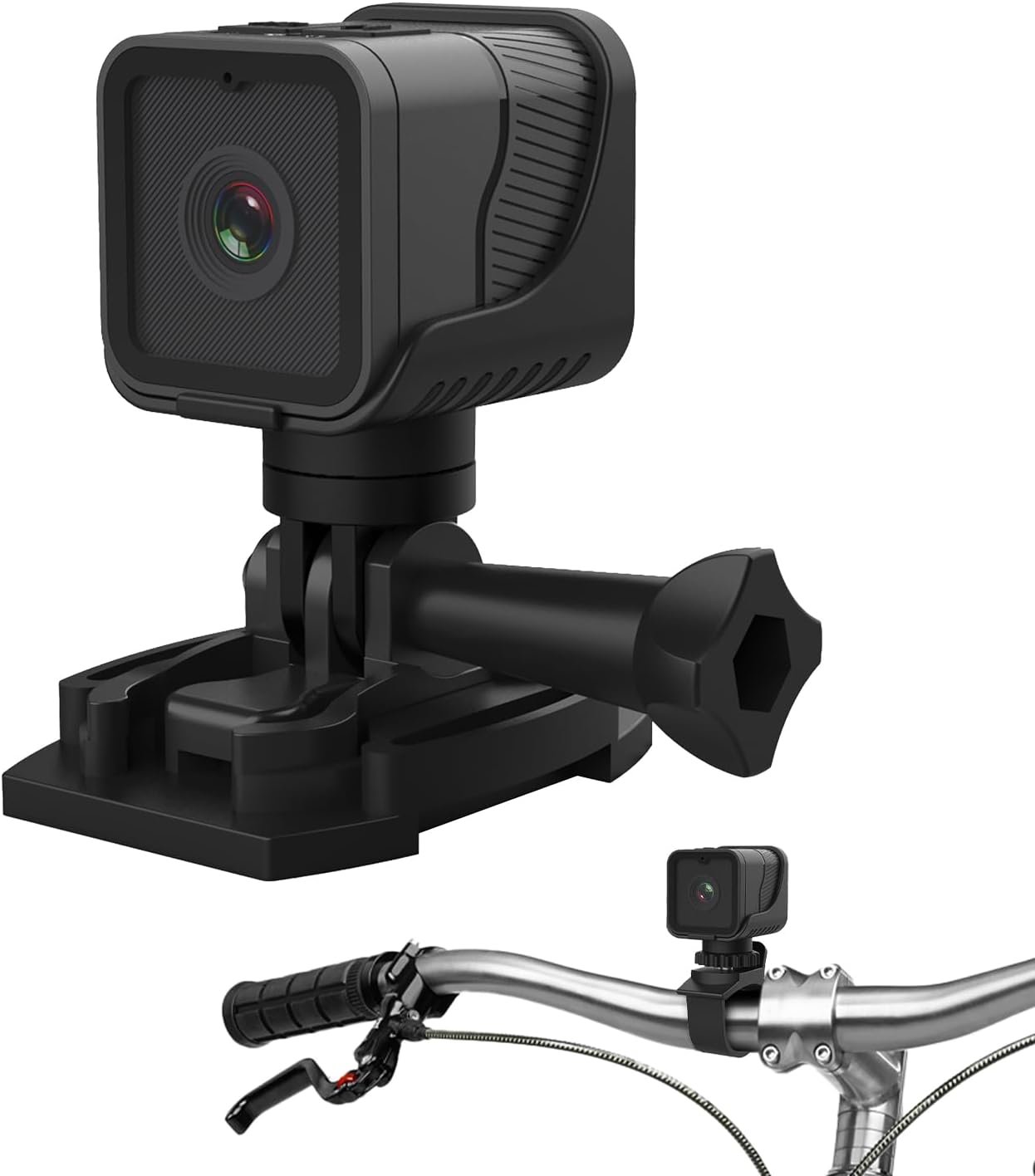 Mini Action Camera 1080P30FPS WiFi Sports Cam, Bike Camera with Audio and Video Recording, Wide Angle Sport Camera with 64GB Card Accessories Kit Suitable for Helmet, Bicycle, etc