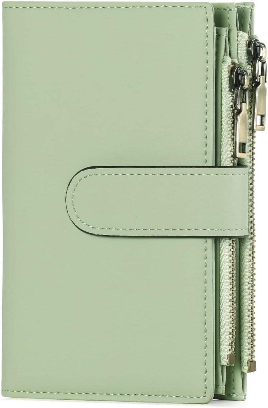 GOIACII Womens Wallets Rfid Credit Card Holder with 2 Zipper Pockets, 3 ID Windows Ladies Purse Leather