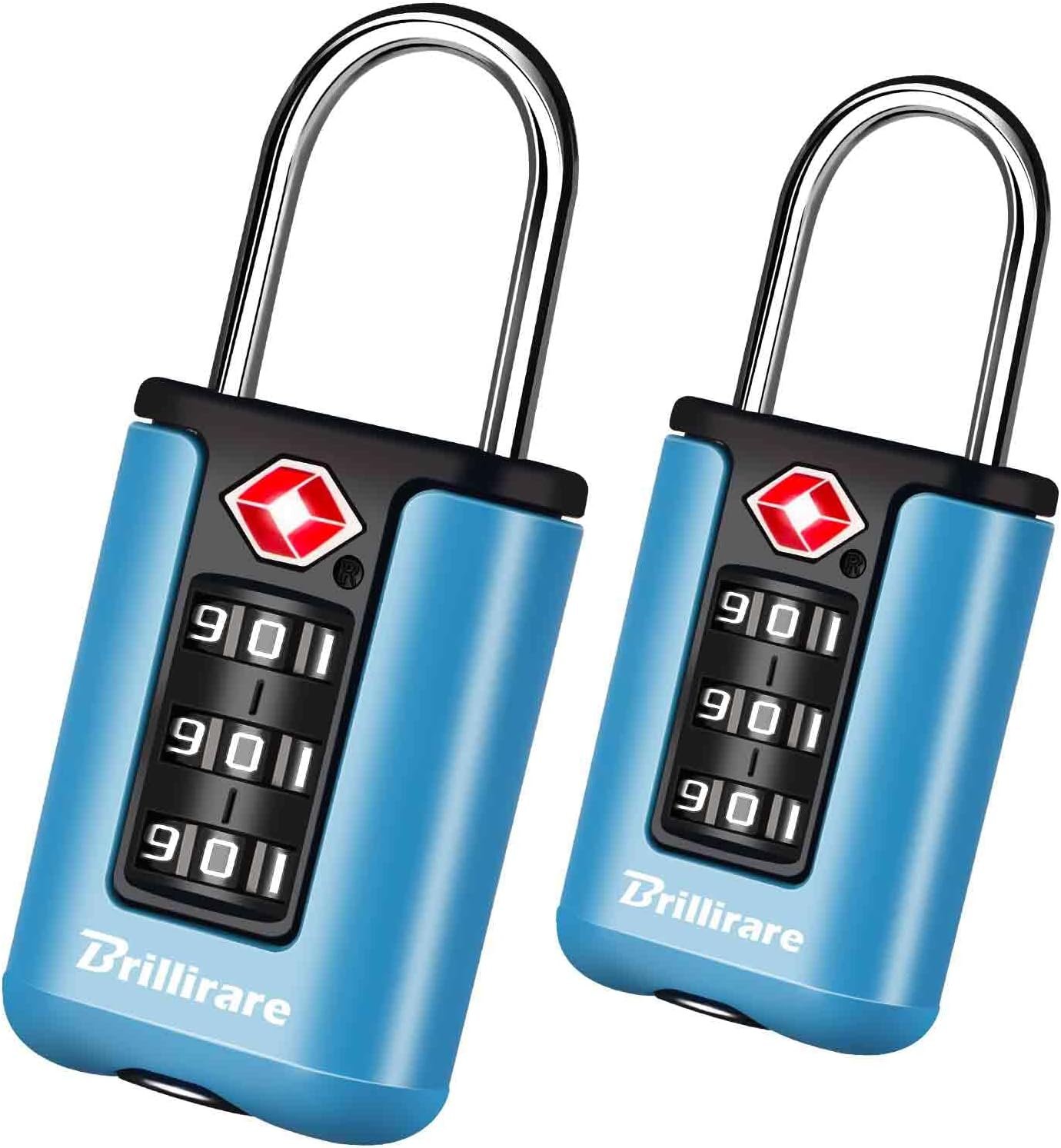 2 Pack TSA Approved Luggage Locks, Combination Travel Padlock, 3-Digit Waterproof Lock, TSA Accepted Outdoor Keyless Resettable Lock for Lockers, Bags, Backpack, Gym, Gate-Blue