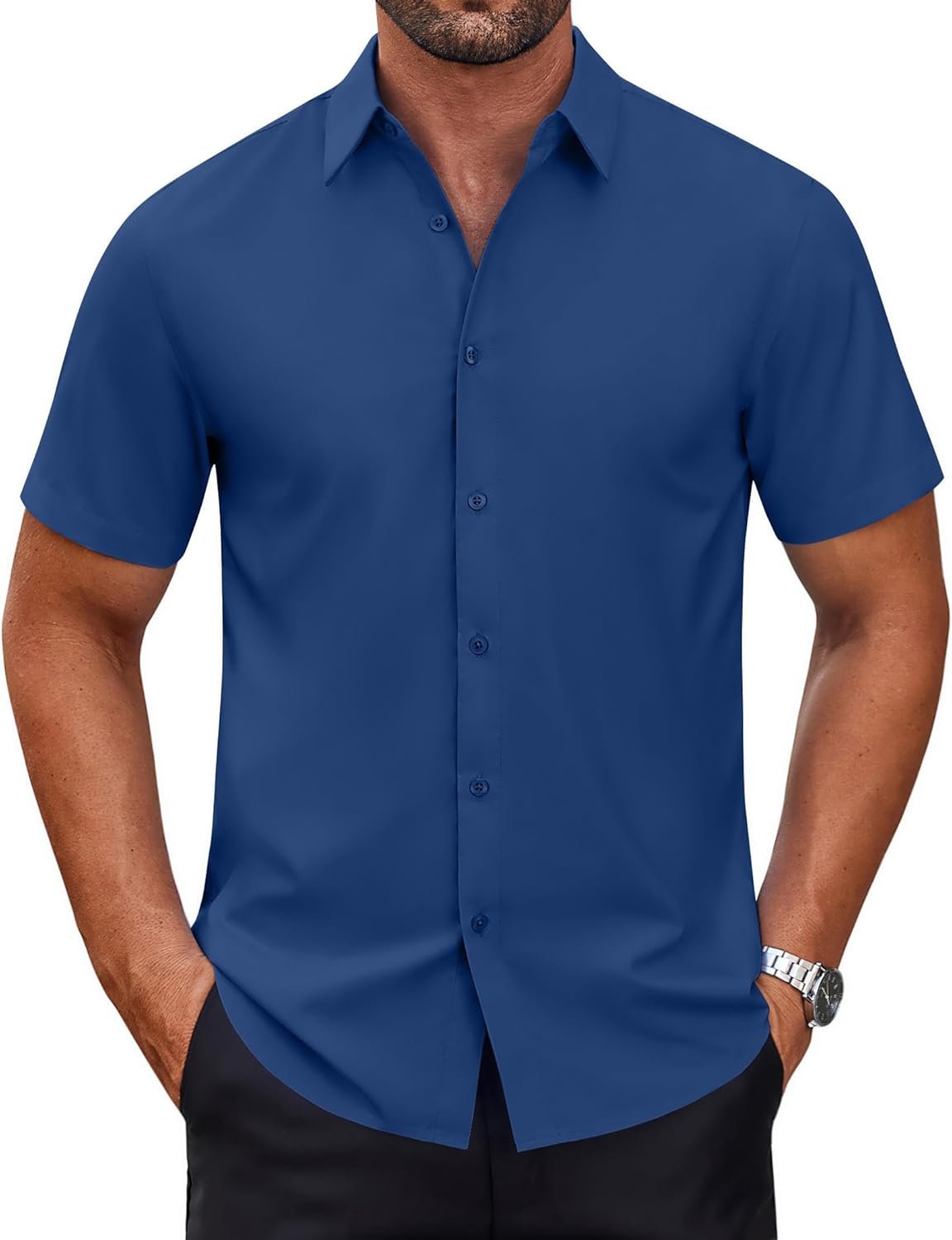 COOFANDY Men’s Short Sleeve Button Down Shirts Casual Summer Dress Untucked Shirts