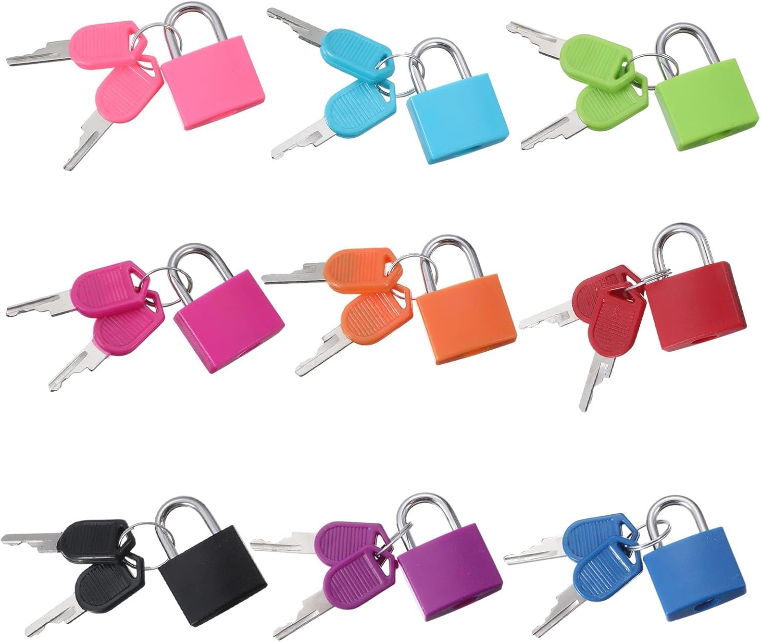 9PCS Luggage Locks with Keys, Small Padlock with Key, Small Luggage Padlocks Multicolor, Metal Padlocks, Mini Keyed Padlock for School Gym Classroom Matching Game