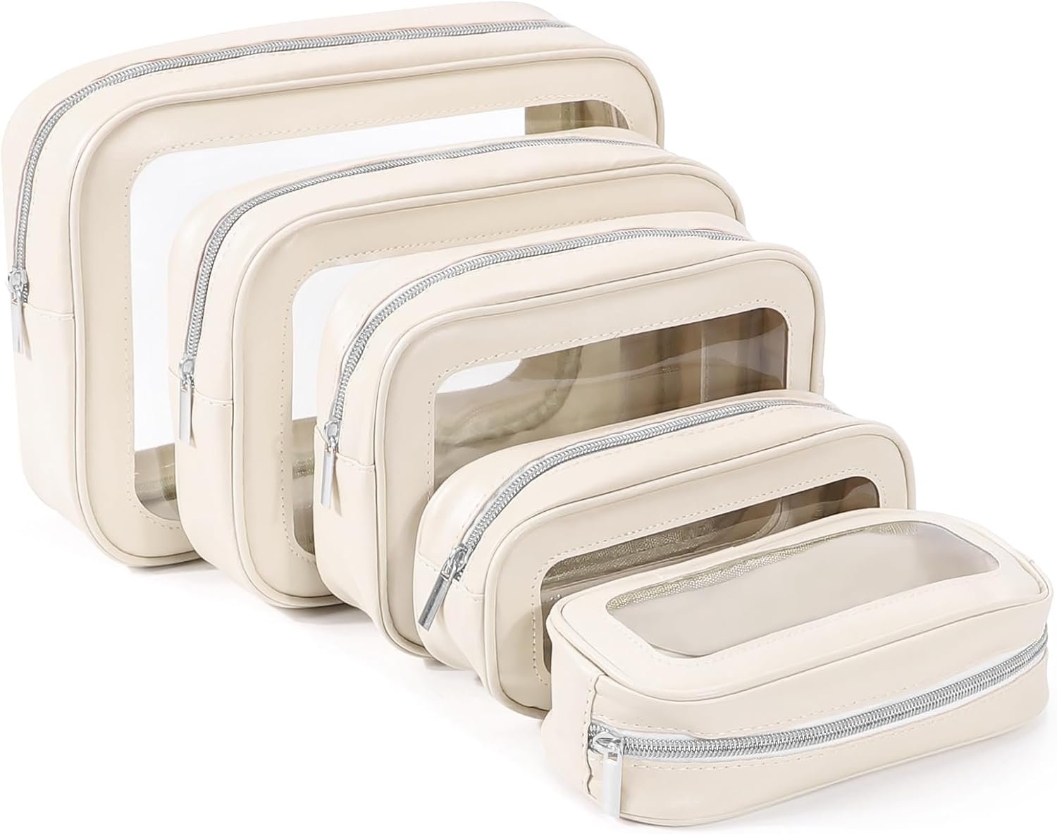 5PCS Diaper Bag Organizer Pouch Set, TSA Approved Toiletry Bag，Clear Waterproof TPU Makeup Bag Set Travel Organizer Bags for Women and Kids Christmas Gift