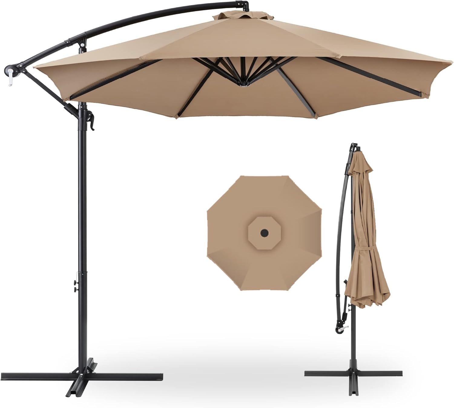 Best Choice Products 10ft Offset Hanging Market Patio Umbrella w/Easy Tilt Adjustment, Polyester Shade, 8 Ribs for Backyard, Poolside, Lawn and Garden