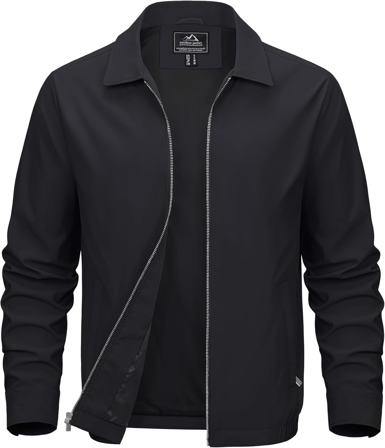 MAGCOMSEN Men’s Lightweight Jackets Full Zip Up Light Coat Laydown Collar Jacket Casual Windbreaker Jacket with Zip Pockets