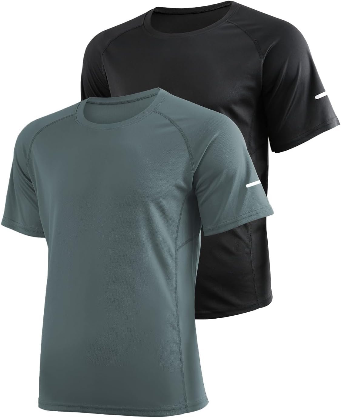 2-Pack Men’s Quick-Dry Workout Shirts-Breathable Mesh&Reflective, Sweat-Wicking&Odor-Resistant for Gym, Running/Night