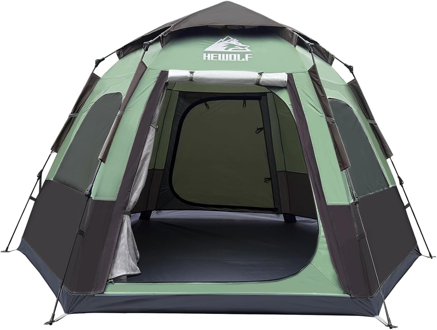 Hewolf 2/3/4 Person Camping Tent – Instant Pop Up Waterproof 2 Doors Tent with Easy Setup | 3-Season Hexagonal Dome Design for Family, Hiking & Traveling