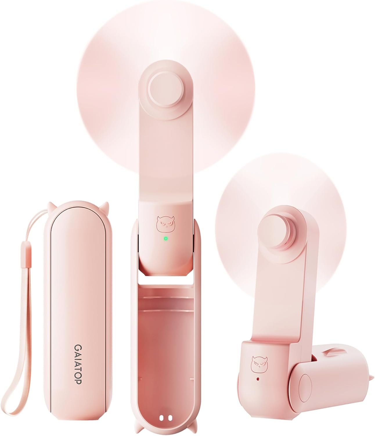 GAIATOP Portable Handheld Fan, 3 IN 1 Mini Foldable Travel Fans [17H Max Cooling Time] with Power Bank, Pocket Design USB Rechargeable for Travel Concert Lash Makeup, Summer Gifts for Women Girl, Pink