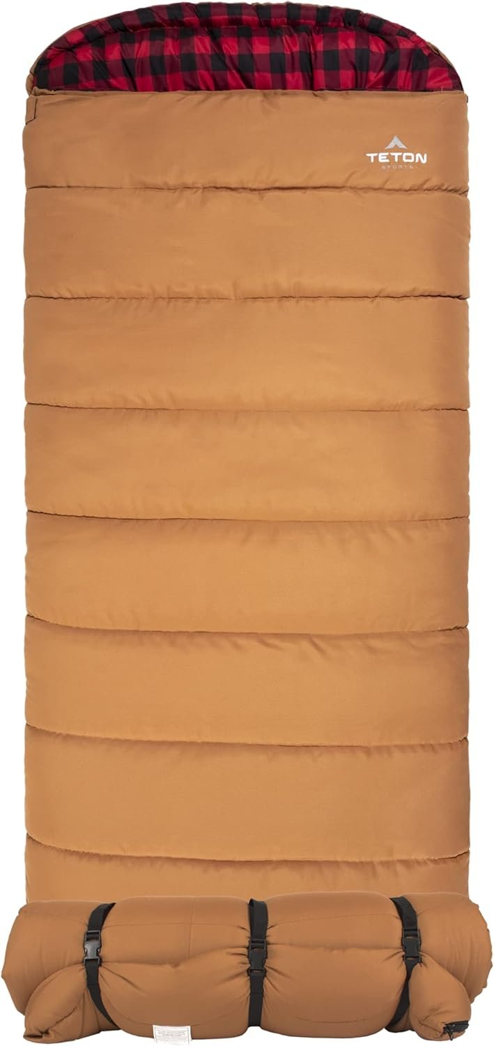 TETON Sports Deer Hunter Sleeping Bag, Warm and Comfortable Camping Sleeping Bag, Teton Tough Canvas Shell for Camping, Hunting, and Cold Weather