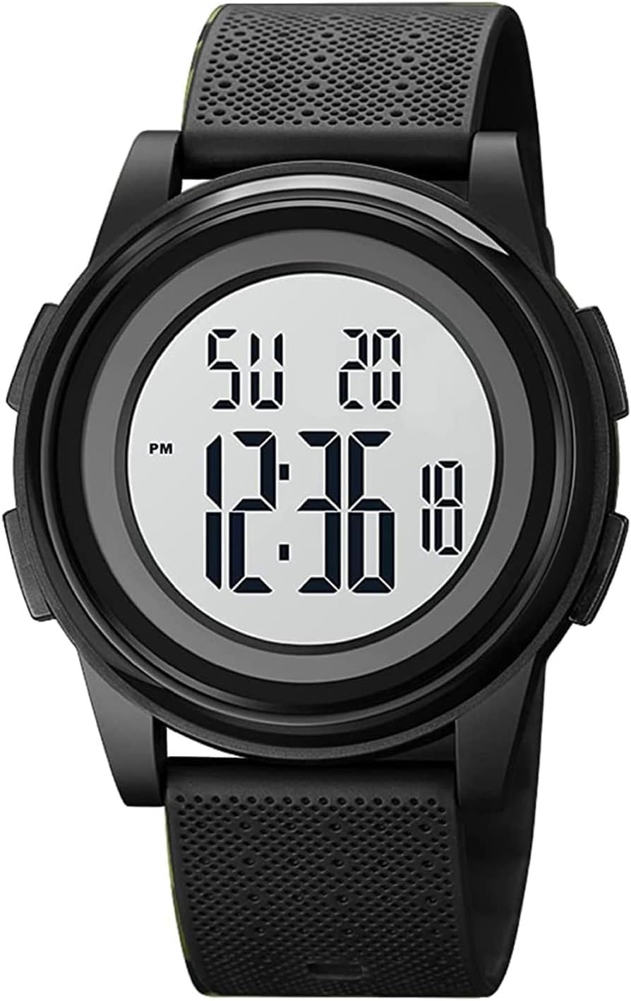 Ultra-Thin Minimalist Sports Waterproof Digital Watches Men with Wide-Angle Display Wrist Watch for Men Women