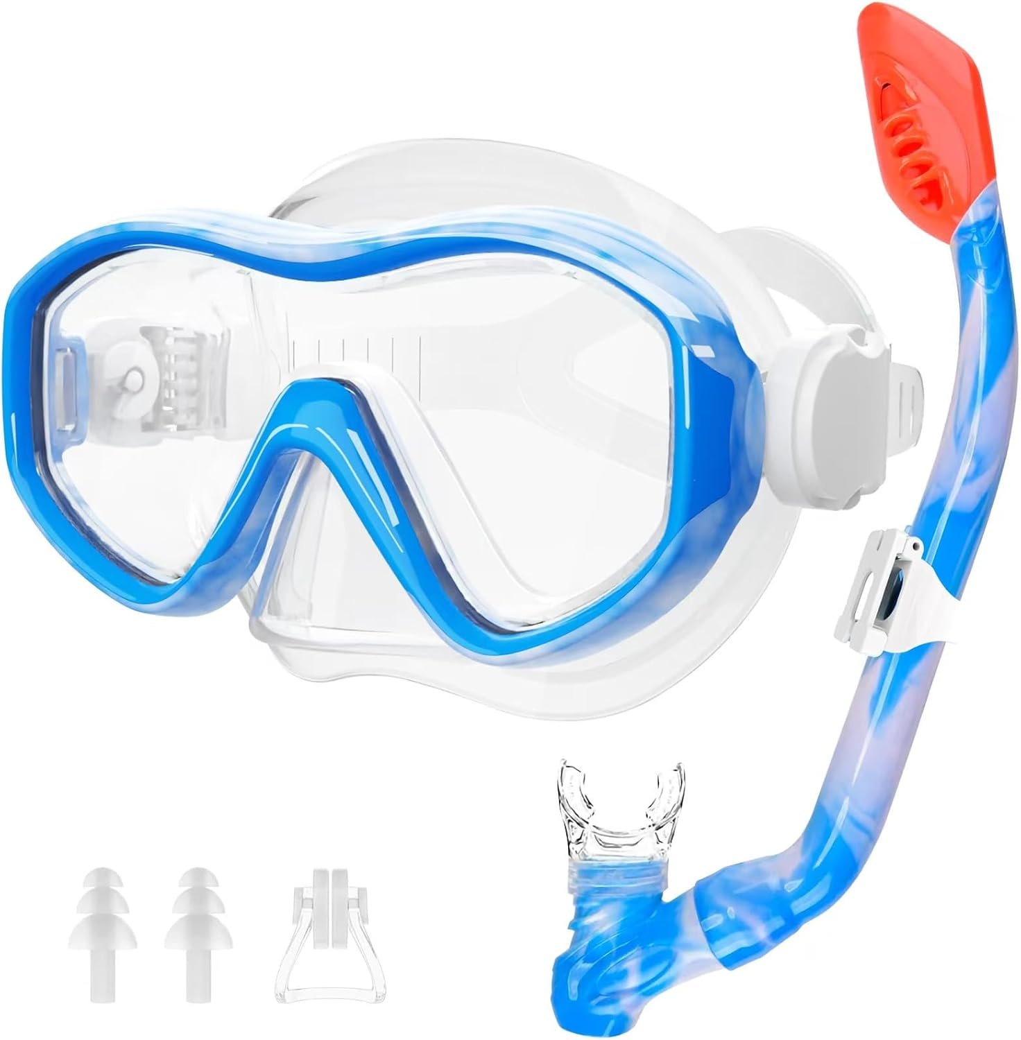 GoseWave Snorkeling Gear for Kids, Kids Snorkel Set for Ages 5-15, Anti-Fog Diving Mask and Dry Top Snorkel Set, Unisex Swimming Goggles with Nose Cover
