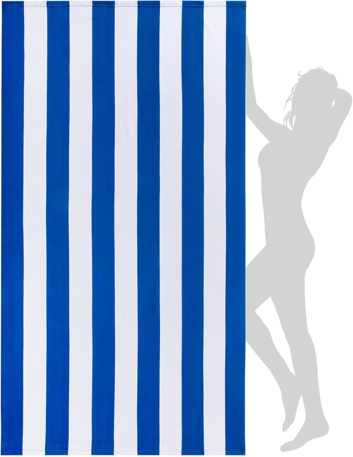 WILFA Extra Large Beach Towel – Oversized Mircofiber Beach Towel 40” x 70”, XL Striped Lightweight Pool Towel, Big Cabana Swim Travel Towel for Adults Mens Women,Navy Blue