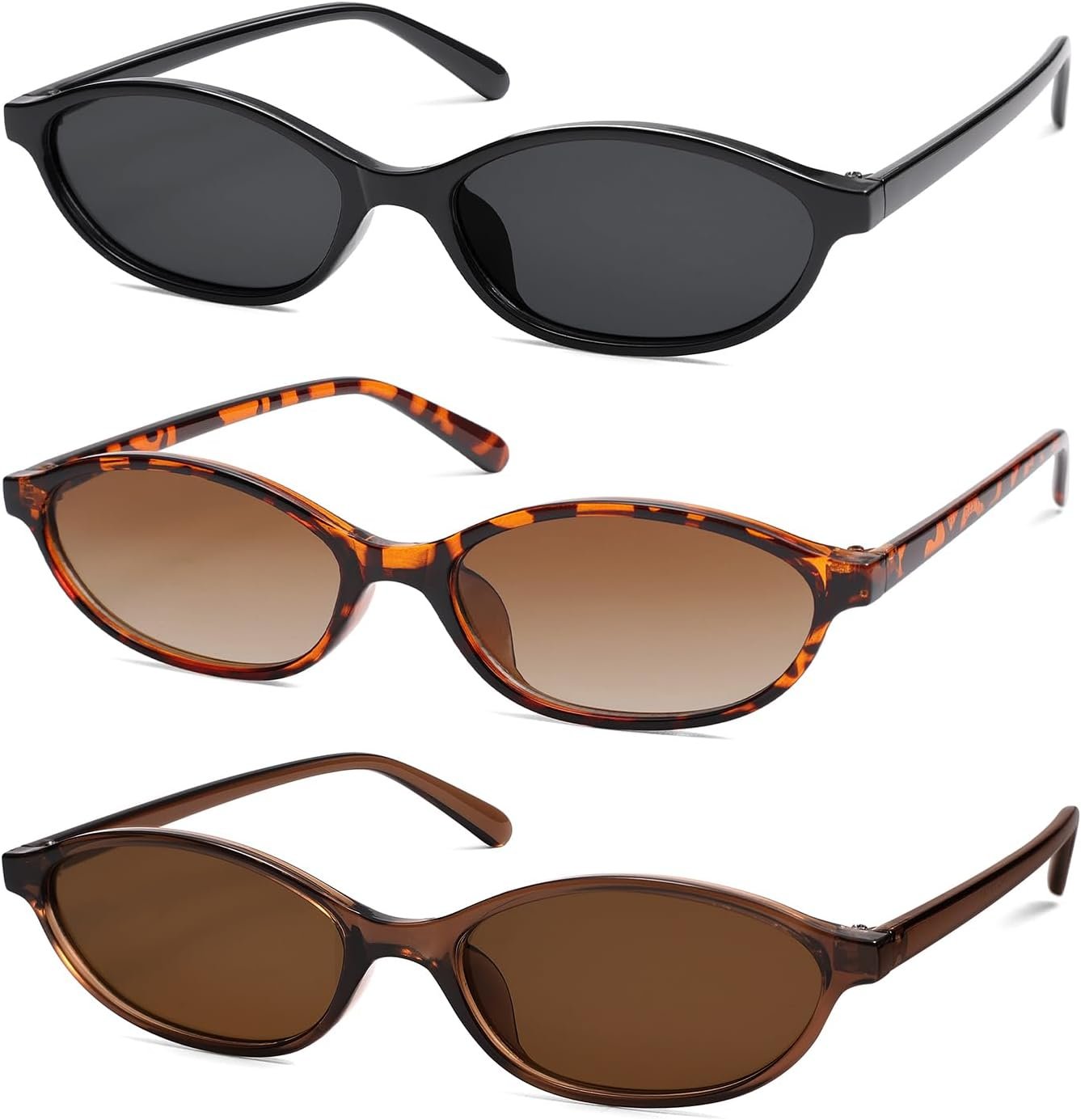 Retro Oval Cat Eye Sunglasses for Women Y2k Trendy Narrow Sunnies Designer Sun Glasses AR82253