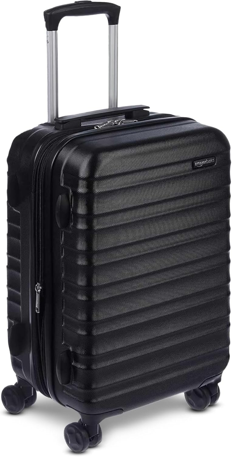 Amazon Basics 21″ Hardside Carry-On Luggage, Hardshell Suitcase With Wheels, Expandable For Up to 25% More Space, With Scratch-Resistant Surface, Four Multi-directional Wheels, Black