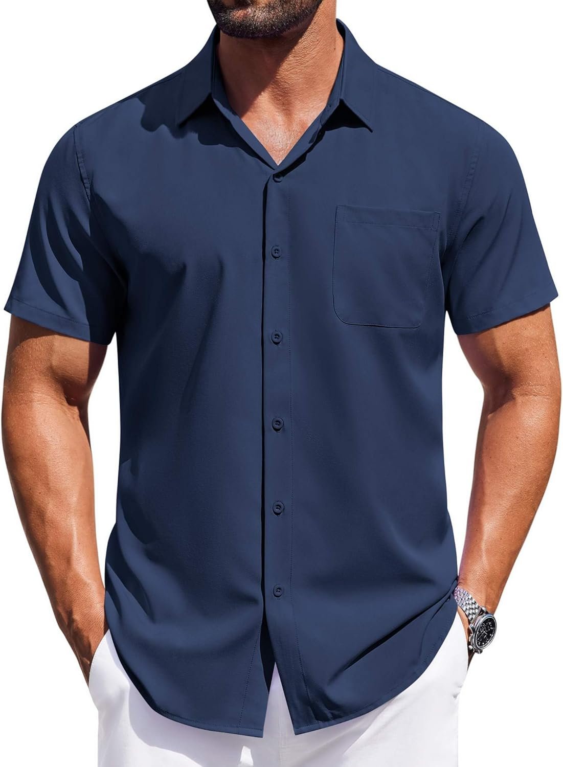 COOFANDY Mens Short Sleeve Dress Shirts Button Down Shirts Regular Fit Business Casual Shirt with Pocket