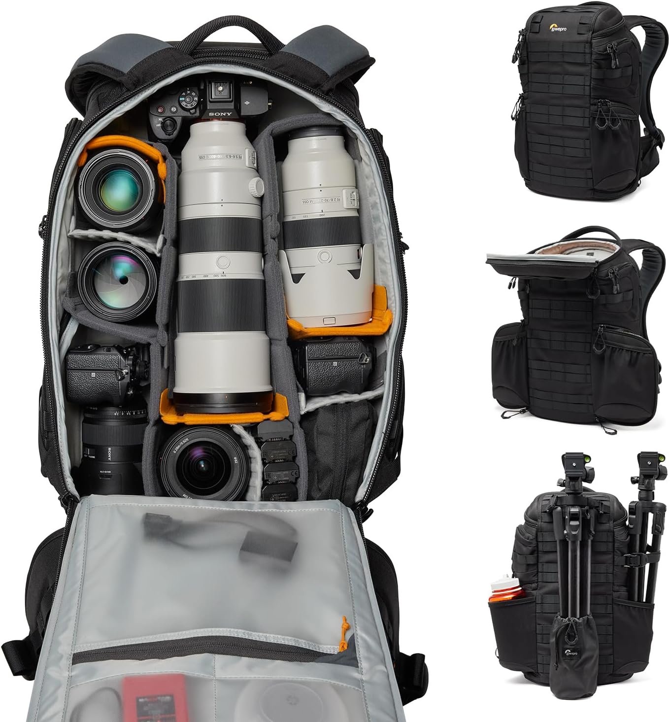 Lowepro ProTactic BP 450 AW III Camera Backpack, 4-point Access, Professional Camera Bag, DSLR/Drones/Mirrorless, Up to 16″ Laptop, Rain Cover, for Photographer,Videographer, Volume 28L