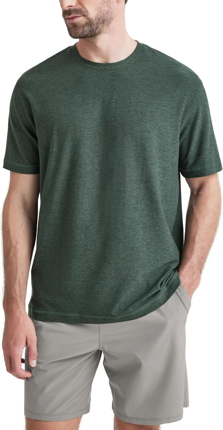 ODODOS Men’s Performance T-Shirt – Stratum Tech Tee, Ultra Soft Moisture Wicking UPF 50+ Fitness Shirts – The Ascent Series