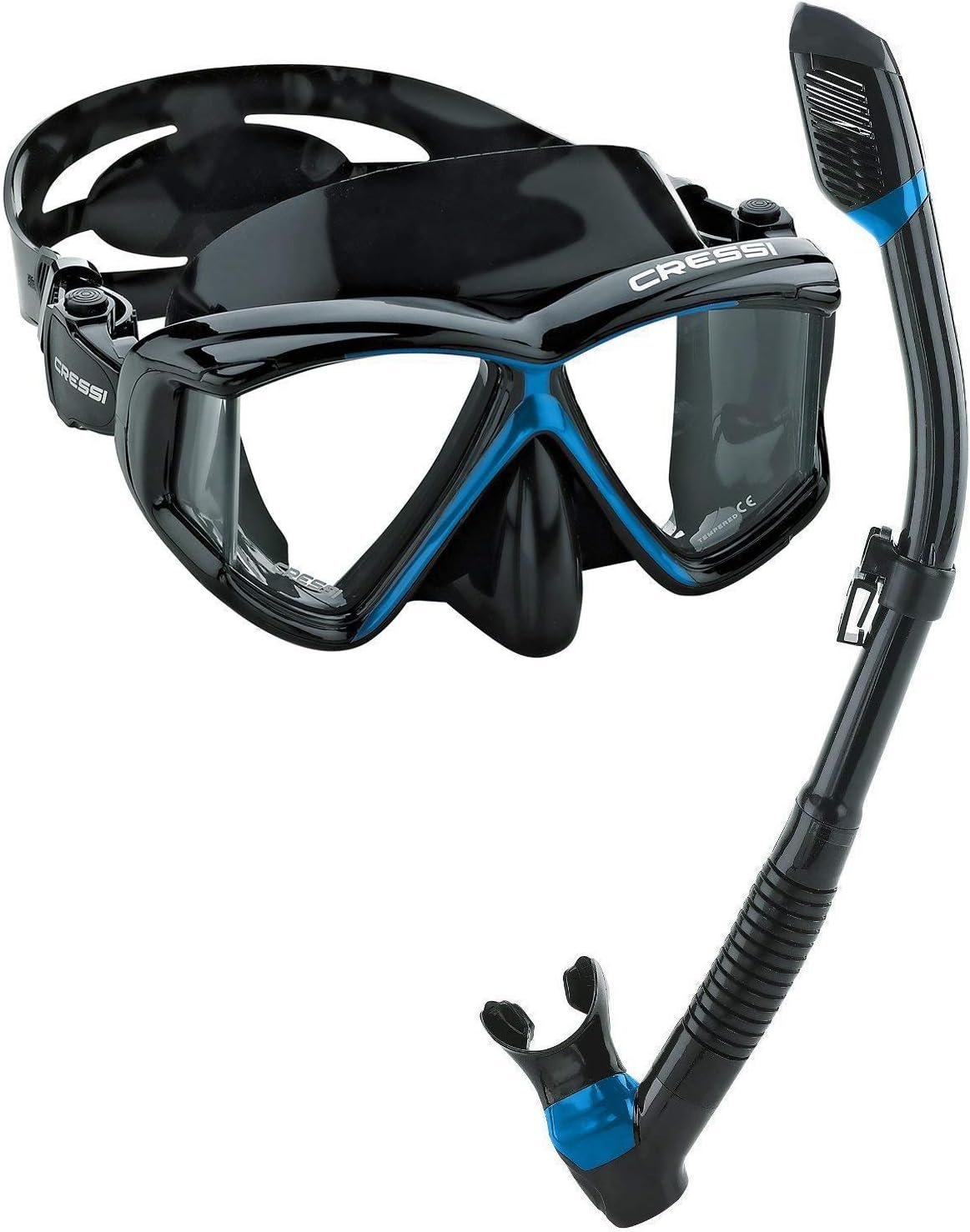 Cressi Panoramic Wide View Mask & Dry Snorkel Kit for Snorkeling, Scuba Diving – Pano 4 & Supernova Dry: Designed in Italy