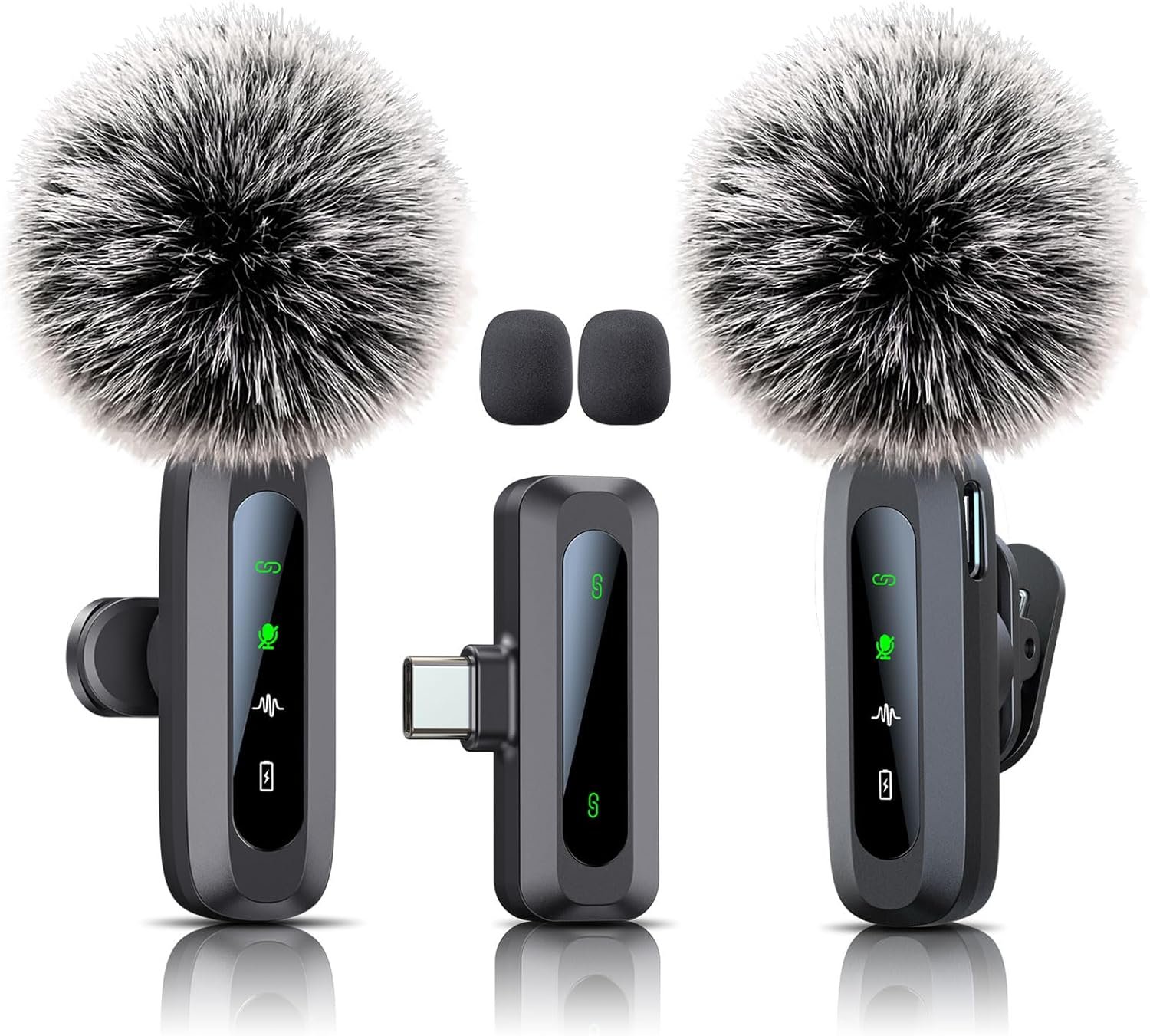 Microphone for iPhone 15-16, mini mic Wireless mic with Noise Reduction,mini Microphone LED Display -Wireless Microphones Ideal for Vlog, TikTok & Content Creation