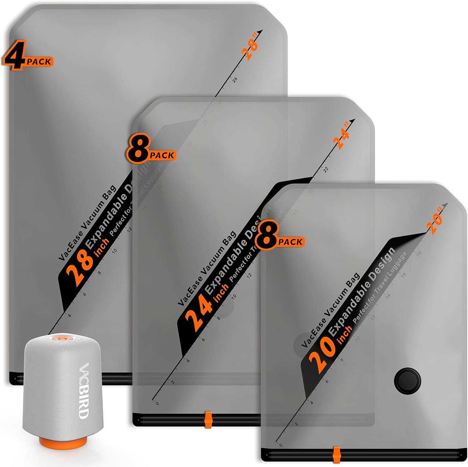 Rechargeable Wireless Pump Travel Storage Bags Set – 20 Pack Portable Space Saver Bags for Travel & Home – Vacuum Compression Packing Seal for Clothes, Blankets, Seasonal Storage