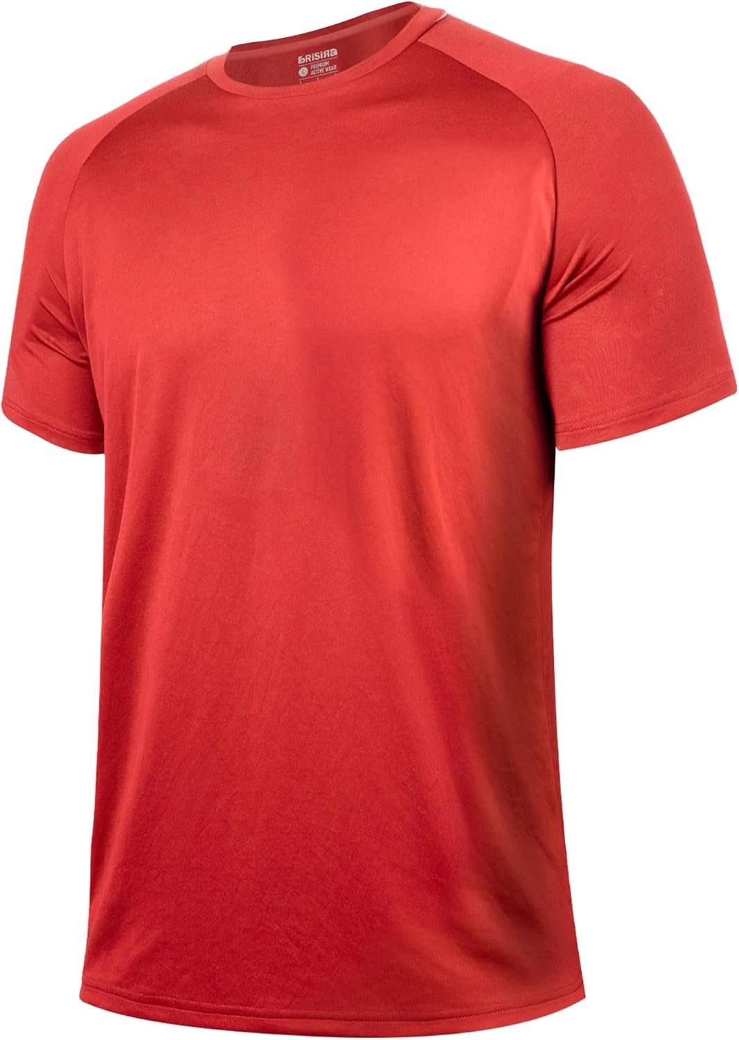 BRISIRA Coolmax Cooling Workout Shirts for Men Quick Dry Moisture Wicking Gym Tshirts Athletic Active Short Sleeve Tees