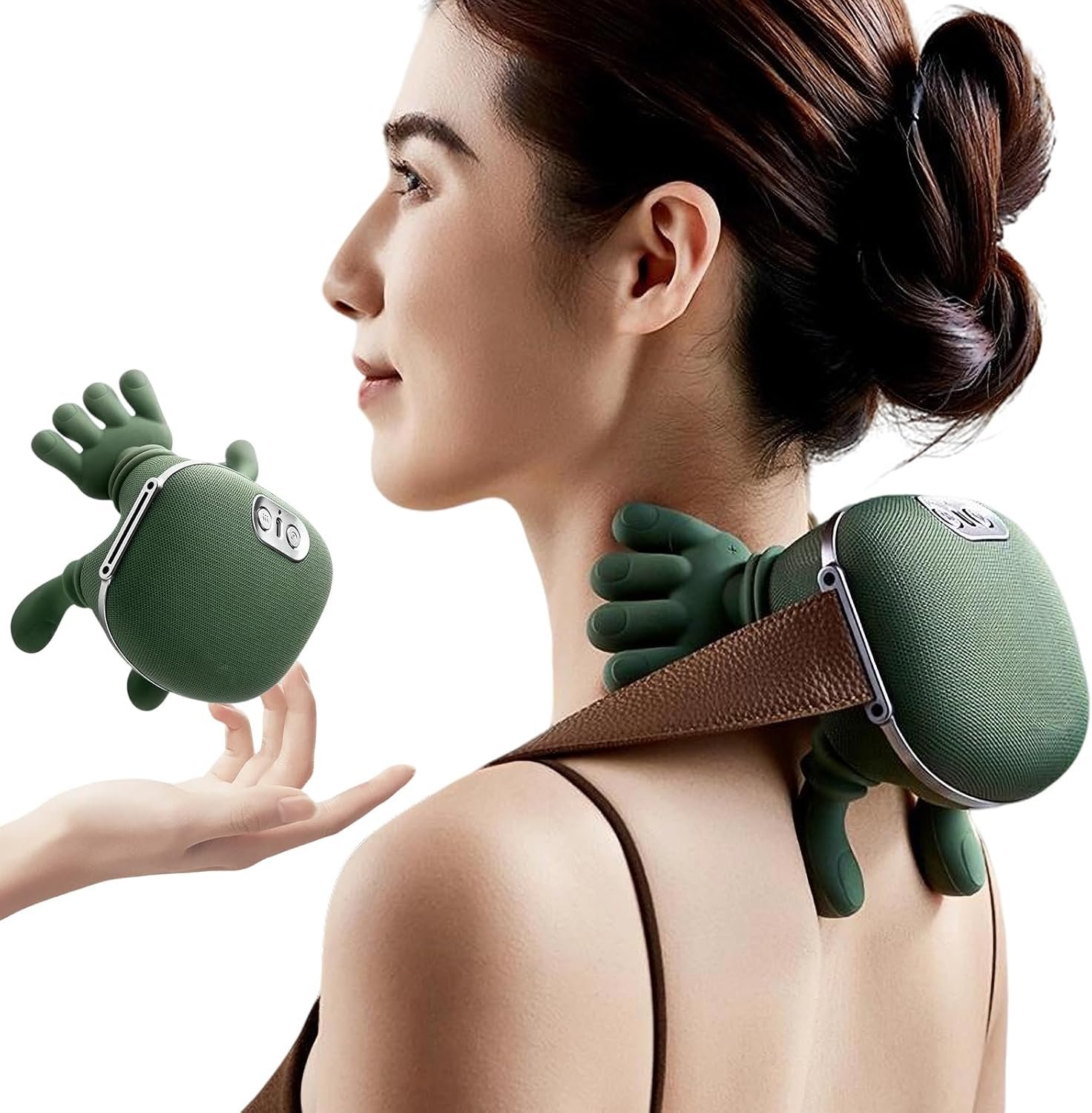 Neck Massager 2025, with Heat Electric Shoulder & Cervical Massage for Pain Relief deep Tissue Massage Heated for Neck, Back, Shoulder-Green